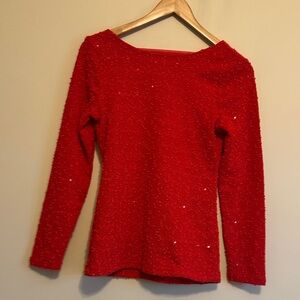 Jennifer Lopez Sparkle Red Knit Top